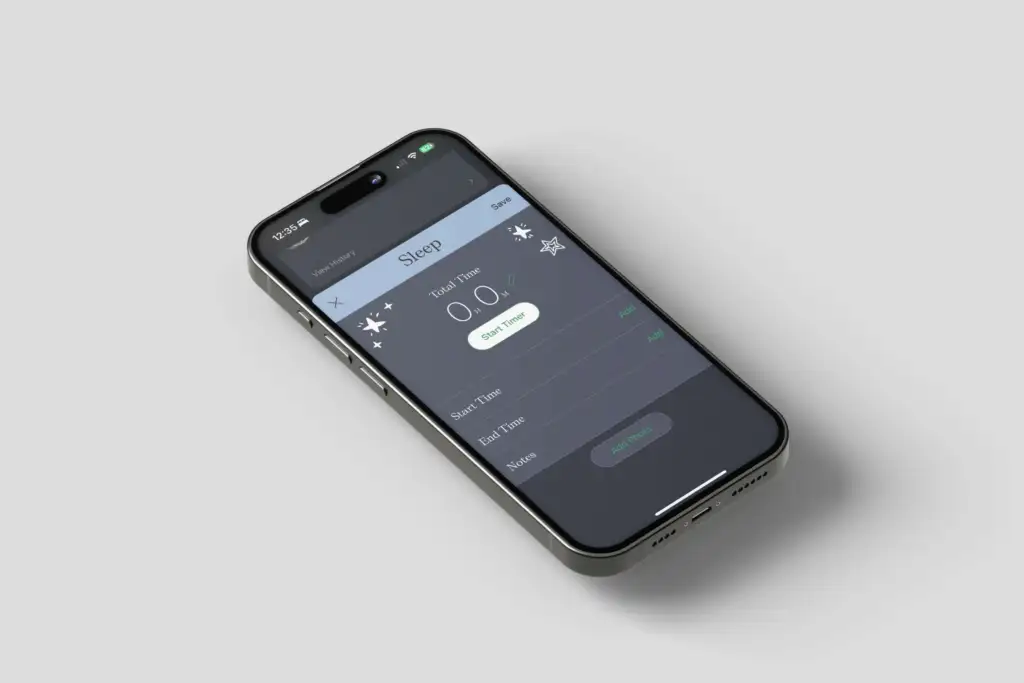 A view of our Nara Baby App showing a log opportunity for sleep.