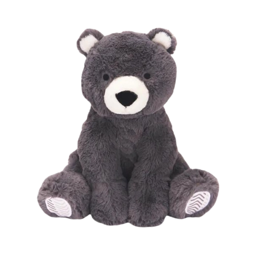 a charcoal gray teddy bear